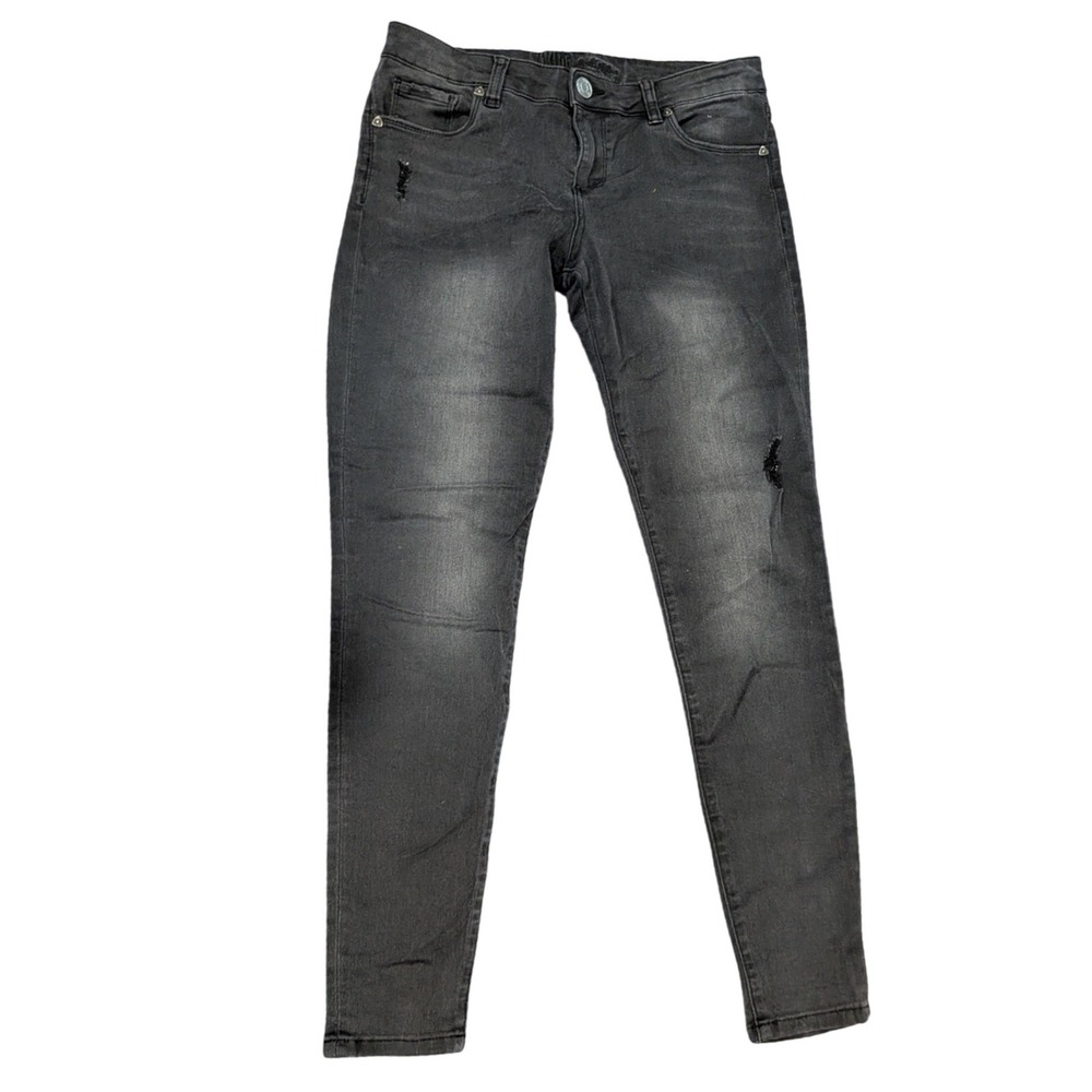 $114 KUT from the Kloth Womens Faded Black Distressed Skinny Jeans Sz 8 Stretch